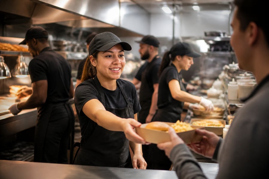 Fast Food Kitchen Handoff Moment