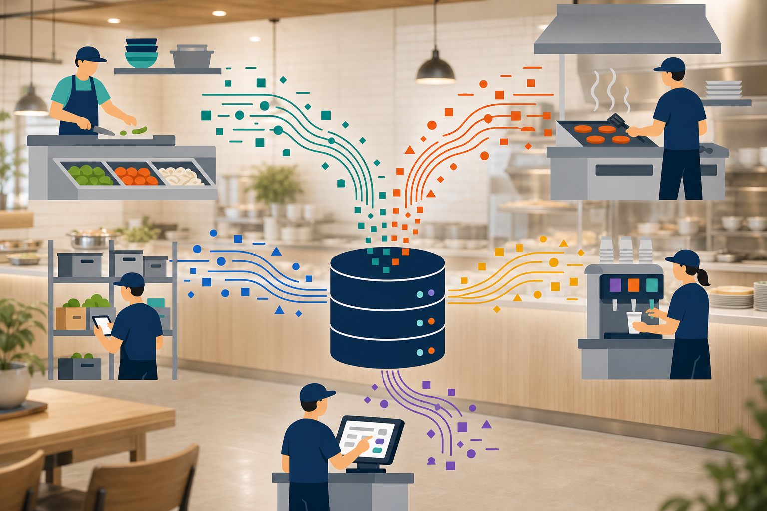 data pouring into a restaurant kitchen