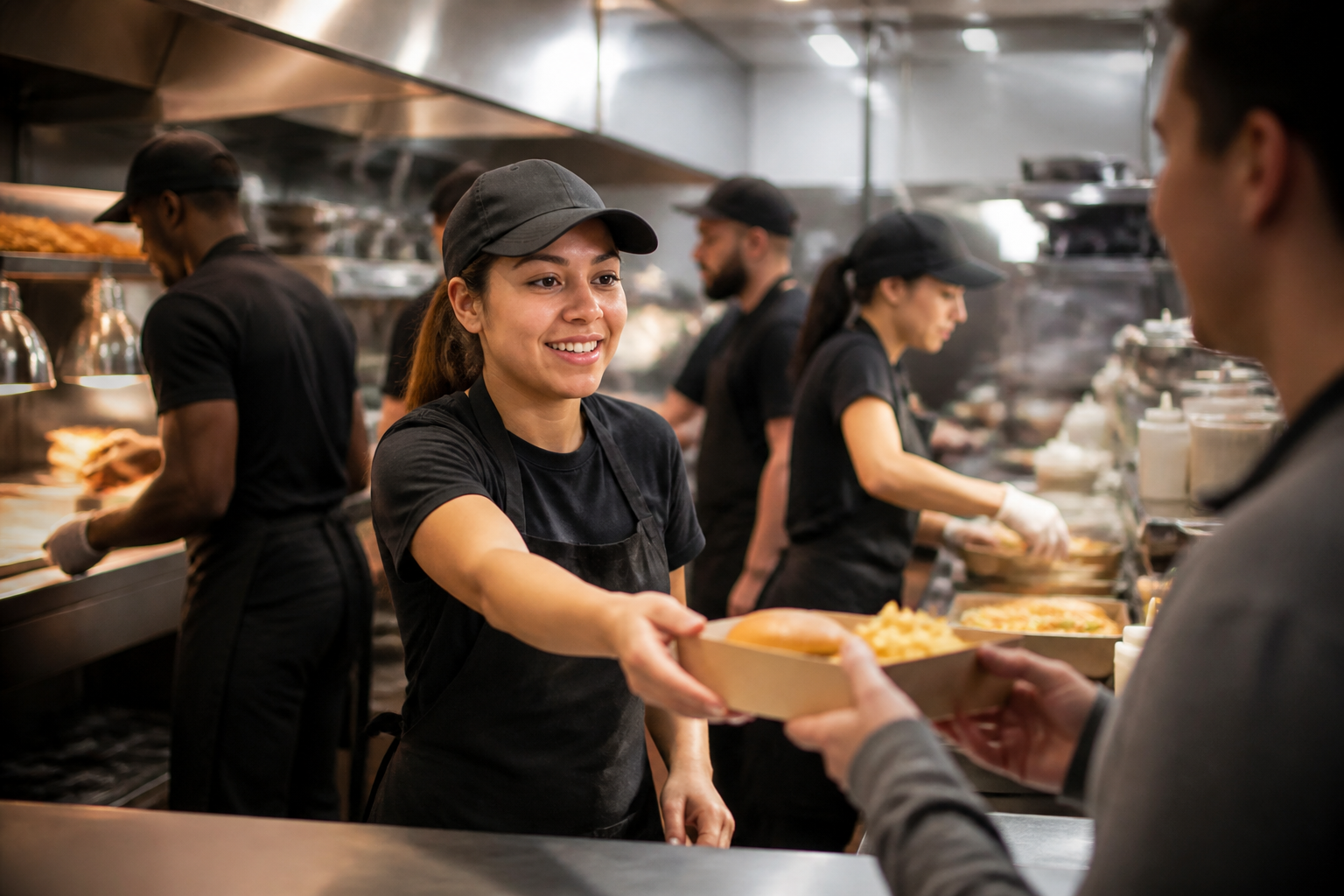 handing off food
